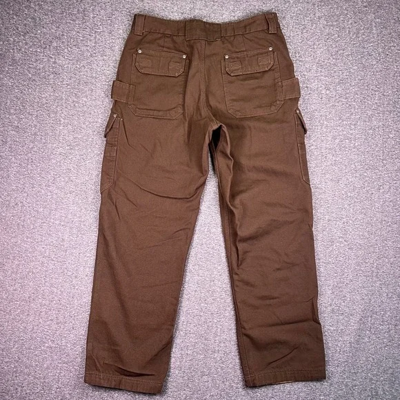 Duluth Trading Cargo Work Pants Men 36x32 Brown Fire Hose Canvas Utility Relaxed - Picture 10 of 13